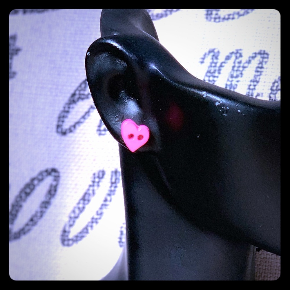 Pink Heart Stud Earrings